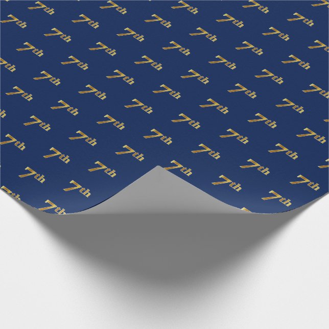 Regalo Papel de envolvimiento de eventos Blue, Faux Gold  (Esquina)