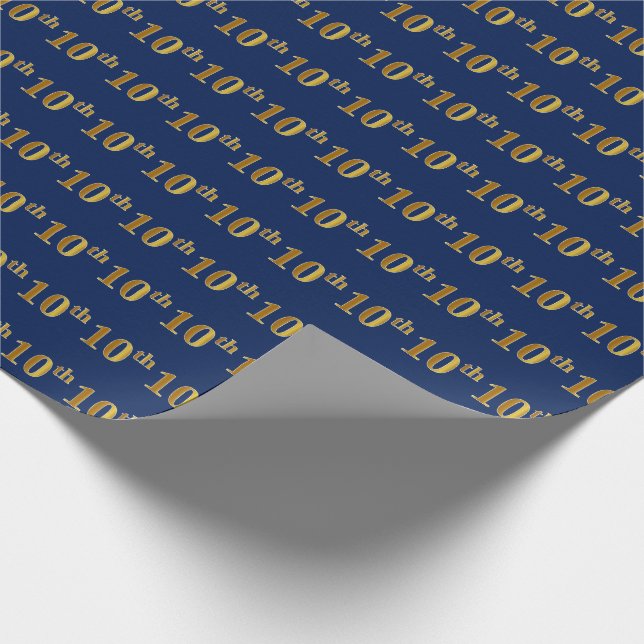 Regalo Papel de envolvimiento de eventos Blue, Faux Gold  (Esquina)