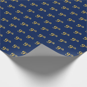 Regalo Papel de envolvimiento de eventos Blue, Faux Gold 