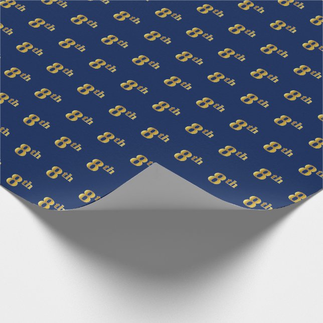 Regalo Papel de envolvimiento de eventos Blue, Faux Gold  (Esquina)