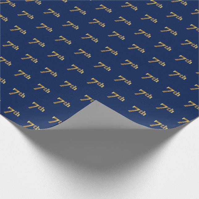 Regalo Papel de envolvimiento de eventos Blue, Faux Gold  (Esquina)