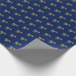 Regalo Papel de envolvimiento de eventos Blue, Faux Gold 