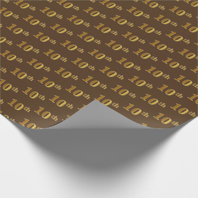 Regalo Papel de envolvimiento de eventos Brown, Faux Gold (Esquina)