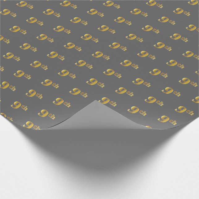 Regalo Papel de envolvimiento de eventos Gray, Faux Gold  (Esquina)
