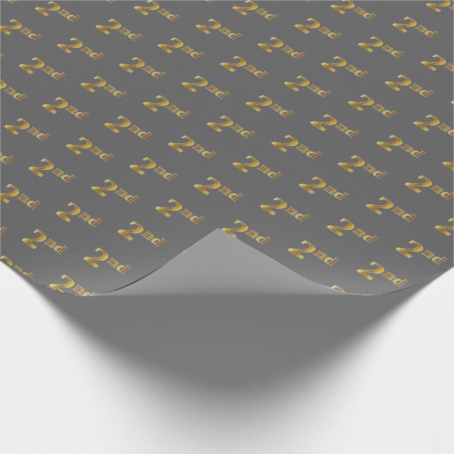 Regalo Papel de envolvimiento de eventos Gray, Faux Gold  (Esquina)