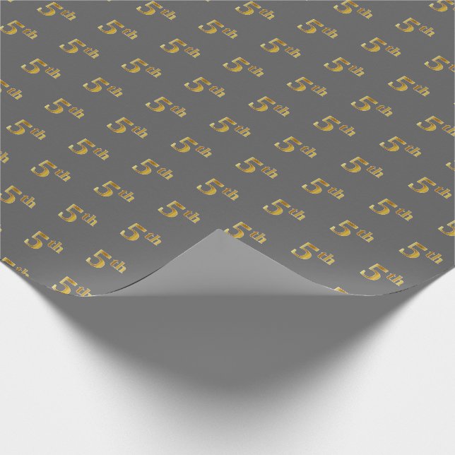 Regalo Papel de envolvimiento de eventos Gray, Faux Gold  (Esquina)
