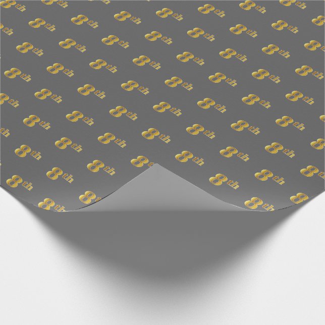 Regalo Papel de envolvimiento de eventos Gray, Faux Gold  (Esquina)