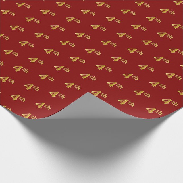 Regalo Papel de envolvimiento de eventos Red, Faux Gold 4 (Esquina)