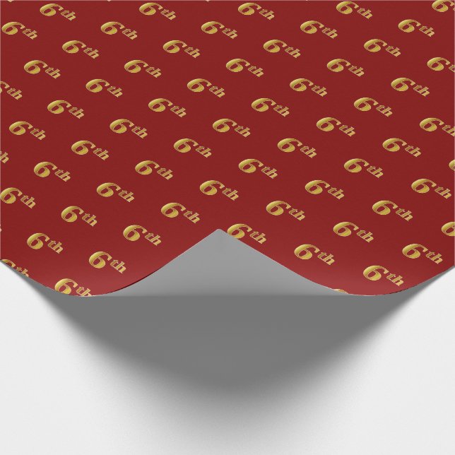 Regalo Papel de envolvimiento de eventos Red, Faux Gold 6 (Esquina)