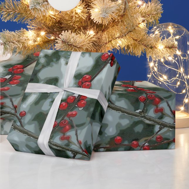 Regalo Papel de envolvimiento de feriado de invierno rojo (Vacaciones)