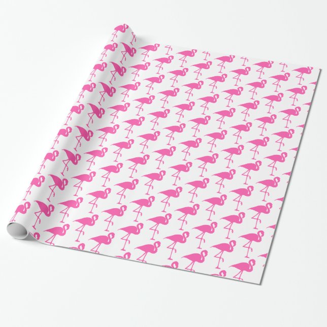 Regalo Papel de envolvimiento de flamencos blanco y rosa (Desenrollado)