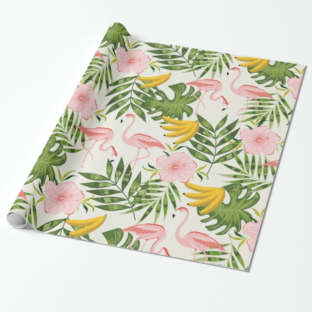 Regalo Papel de envolvimiento de flamingo de verano tropi (Desenrollado)