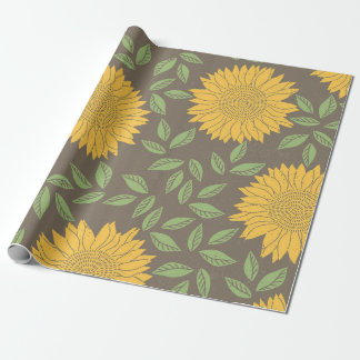 Regalo Papel de envolvimiento de flor de girasol rústico