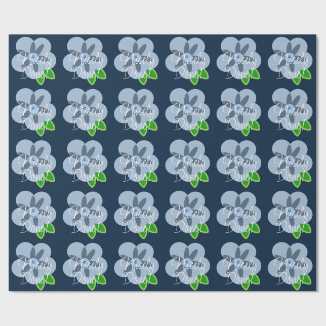 Regalo Papel de envolvimiento de flores azules muy bien h (Superficie plana)