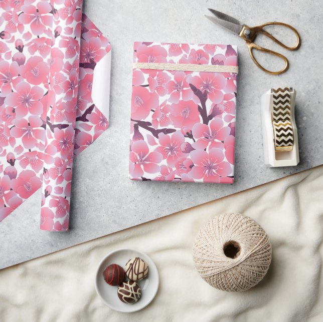 Regalo Papel de envolvimiento de flores de cerezo rosado  (Artesanía)