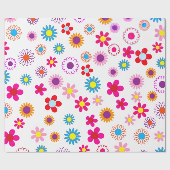 Regalo Papel de envolvimiento de flores funky (Superficie plana)