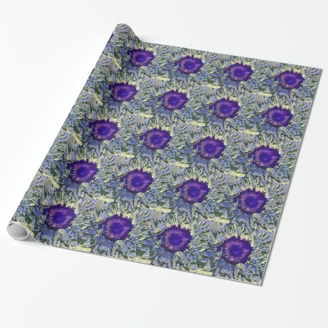 Regalo Papel de envolvimiento de flores moradas (Desenrollado)