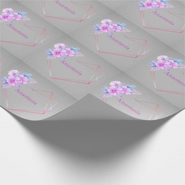 Regalo Papel de envolvimiento de flores moradas de moda d (Esquina)