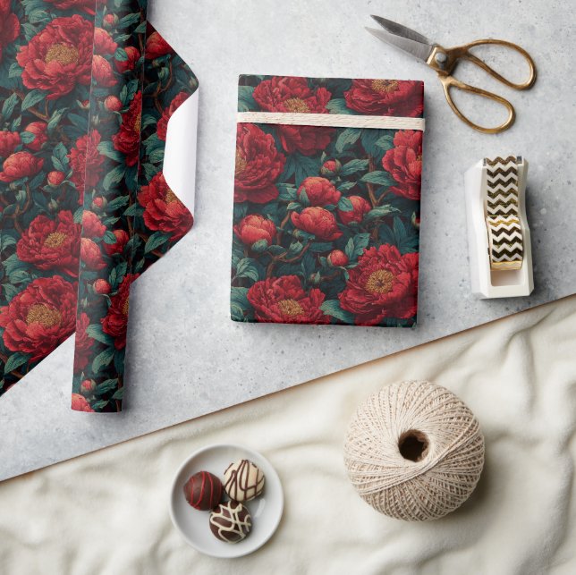 Regalo Papel de envolvimiento de flores para peones clási (Artesanía)