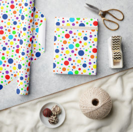 Regalo Papel de envolvimiento de focos de arcoiris blanco