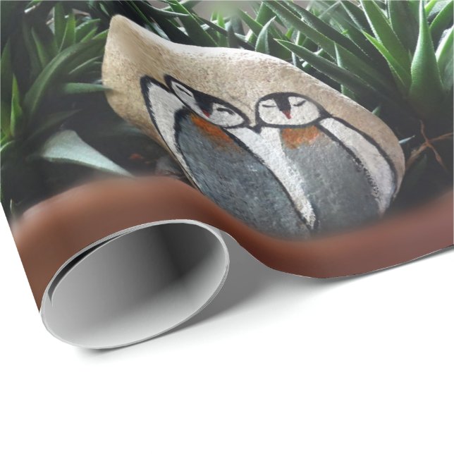 Regalo Papel de envolvimiento de foto mate de arte pingüi (Esquina del rollo)