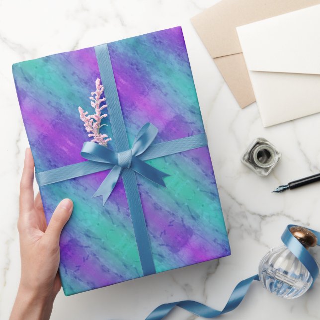 Regalo Papel de envolvimiento de franjas turquesa y morad (Regalar)