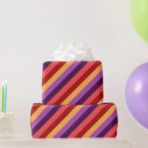 Regalo Papel de envolvimiento de franjas violetas rojas d