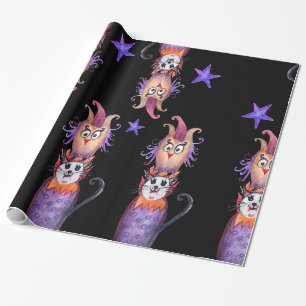 Regalo Papel de envolvimiento de gato de búho de Hallowee