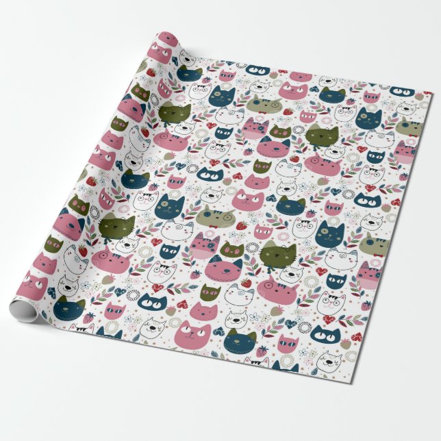 Regalo Papel de envolvimiento de gatos (Desenrollado)