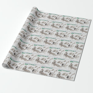 Regalo Papel de envolvimiento de gatos de Navidad vintage