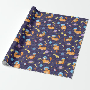 Regalo Papel de envolvimiento de gatos espaciales