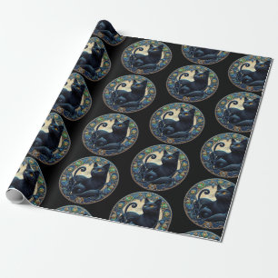 Regalo Papel de envolvimiento de gatos negros Art Nouveau