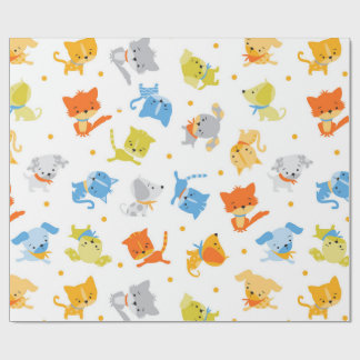 Regalo Papel de envolvimiento de gatos y perros de color