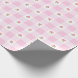 Regalo Papel de envolvimiento de Gingham Pastel Pink con 
