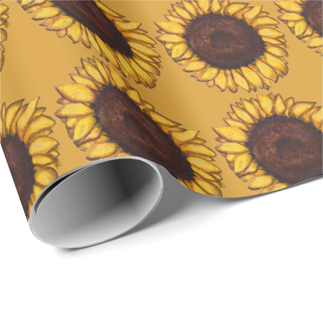 Regalo Papel de envolvimiento de girasol dorado Papel de  (Esquina del rollo)