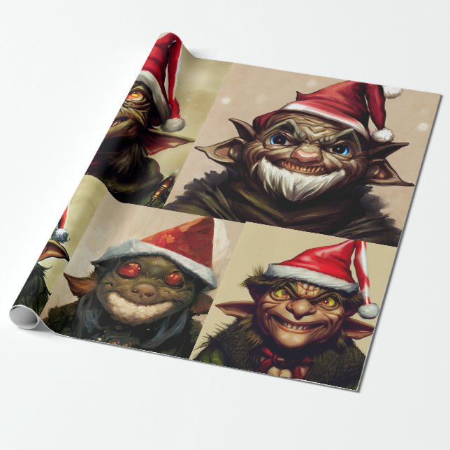 Regalo Papel de envolvimiento de goblin para navidades (Desenrollado)