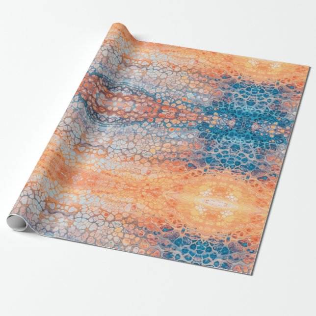 Regalo Papel de envolvimiento de guijarros naranjas/azule (Desenrollado)