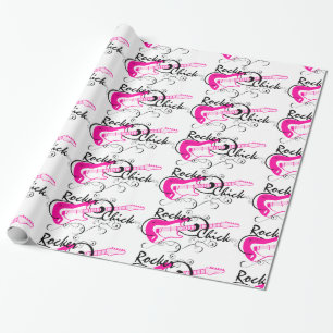 Regalo Papel de envolvimiento de guitarra rosa de ladrill