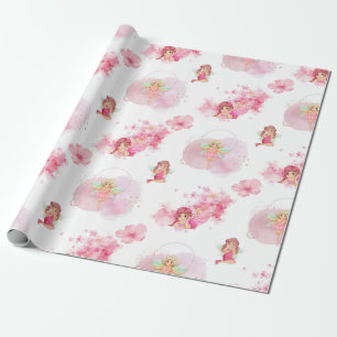 Regalo Papel de envolvimiento de hadas rosadas para chica
