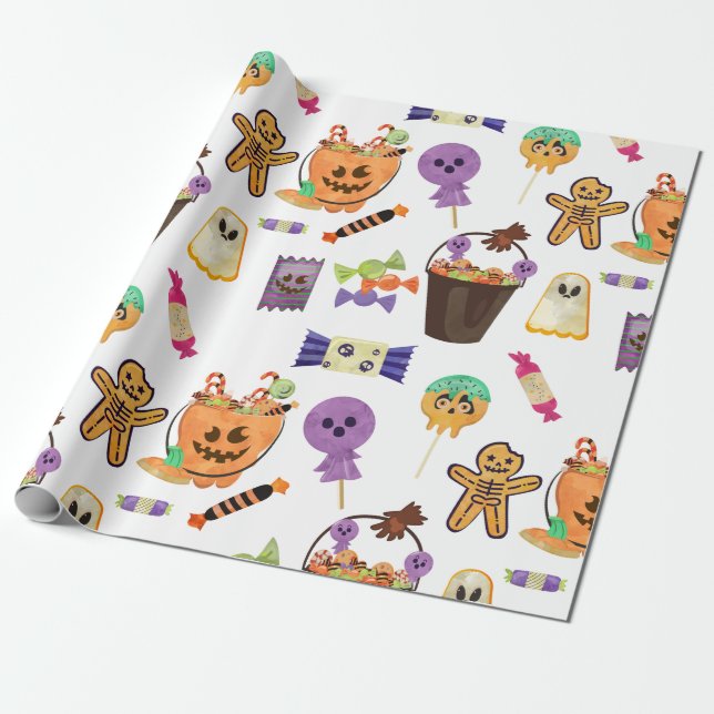 Regalo Papel de envolvimiento de Halloween dulce (Desenrollado)