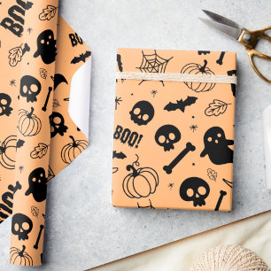 Regalo Papel de envolvimiento de Halloween Niño Naranja C