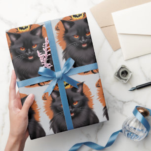 Regalo Papel de envolvimiento de Halloween para gato negr