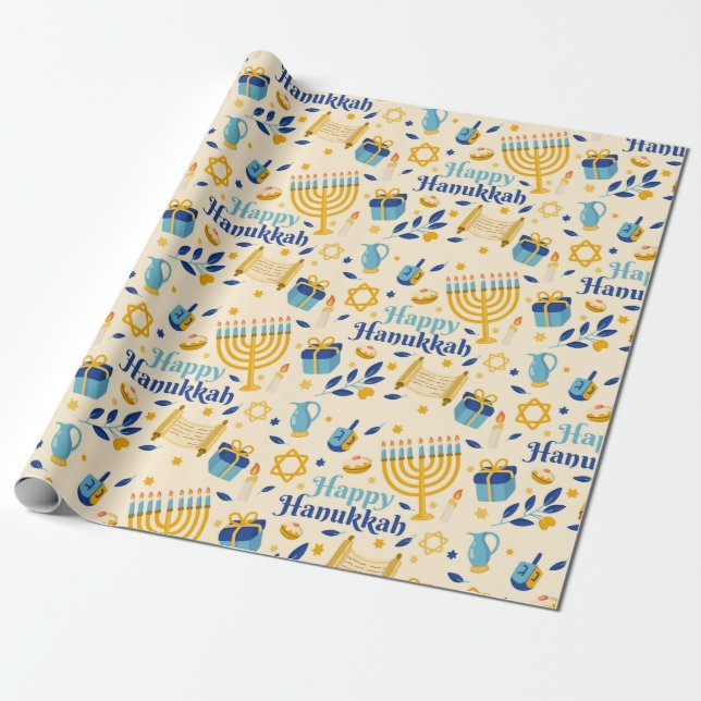 Regalo Papel de envolvimiento de Hanukkah (Desenrollado)