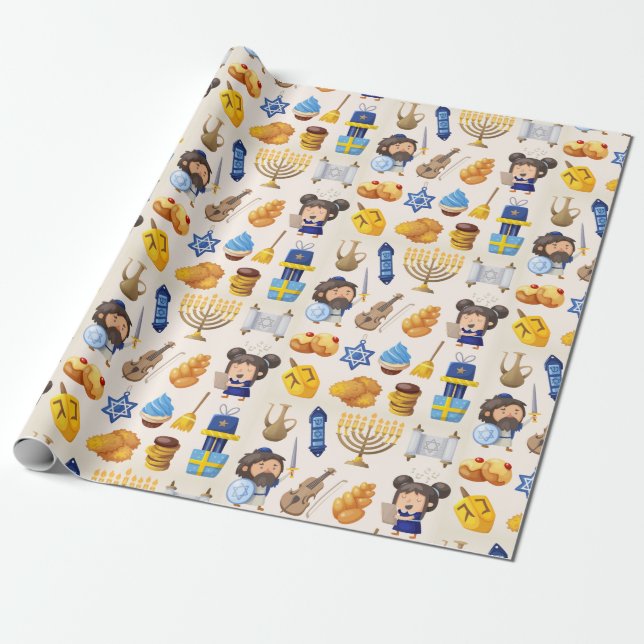 Regalo Papel de envolvimiento de Hanukkah (Desenrollado)