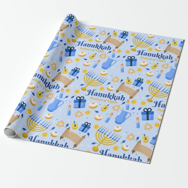 Regalo Papel de envolvimiento de Hanukkah (Desenrollado)