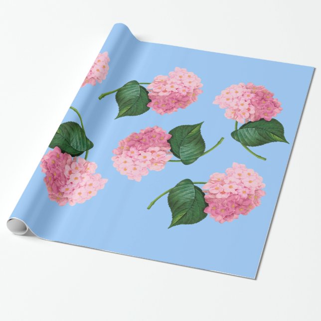 Regalo Papel de envolvimiento de hidrangea rosada (Desenrollado)