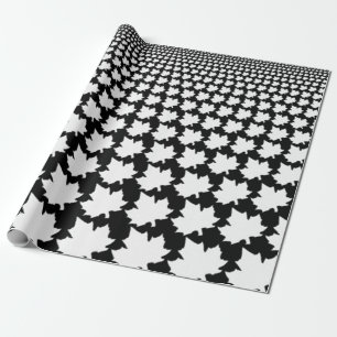 Regalo Papel de envolvimiento de hojas de arce blanco y n