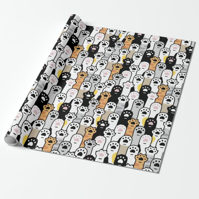 Regalo Papel de envolvimiento de hojas de gato adorables (Desenrollado)