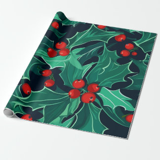 Regalo Papel de envolvimiento de Holly y Berries