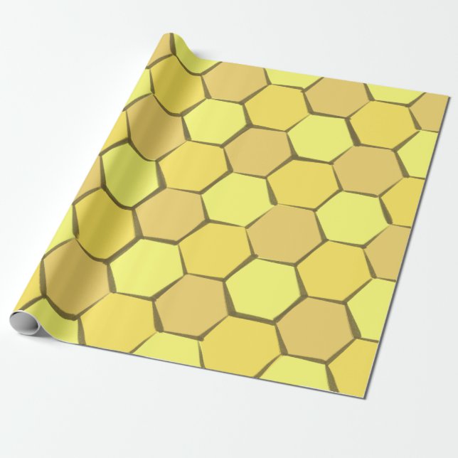 Regalo Papel de envolvimiento de Honeycomb dorado amarill (Desenrollado)